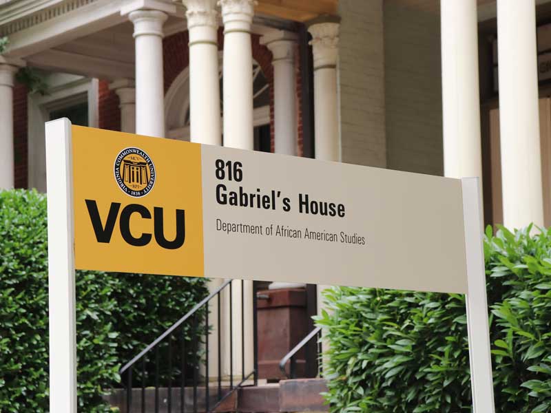 the sign in front of gabriel house at v.c.u.