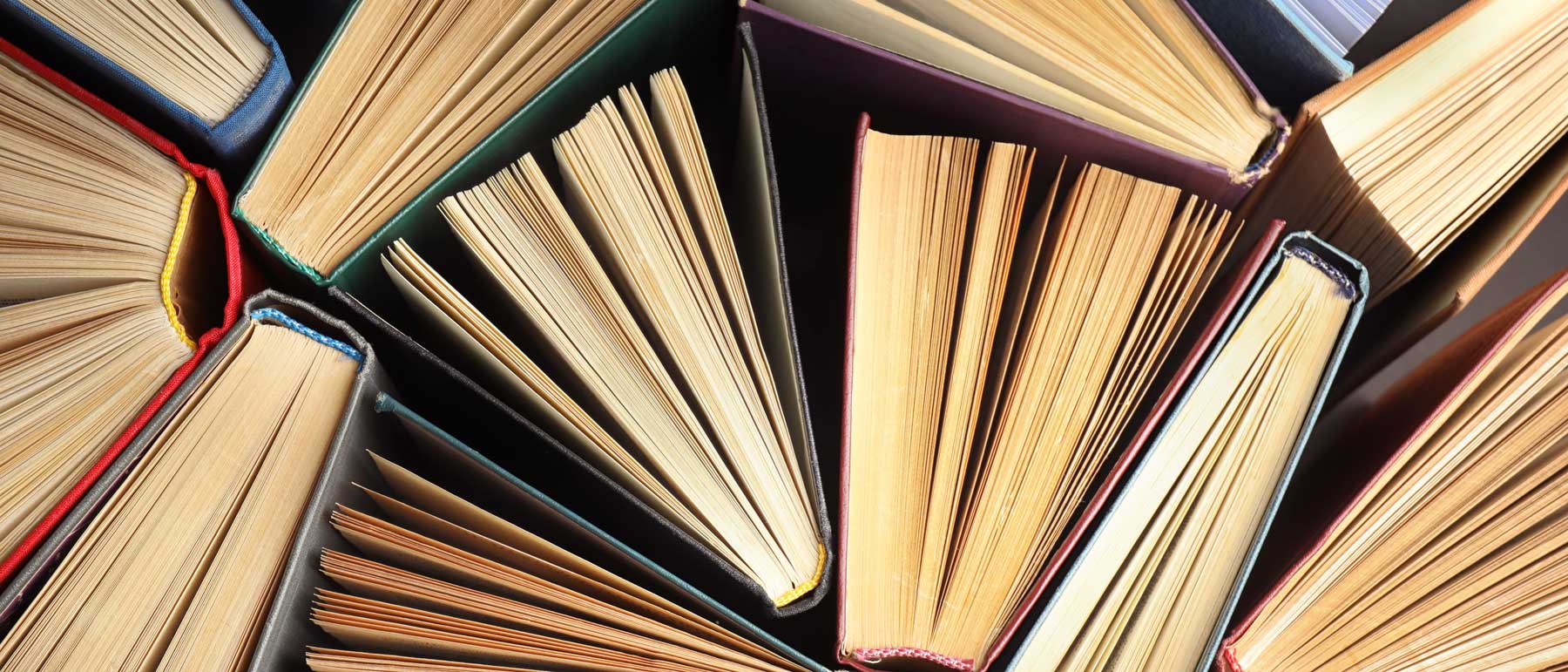 a haphazard arrangement of books