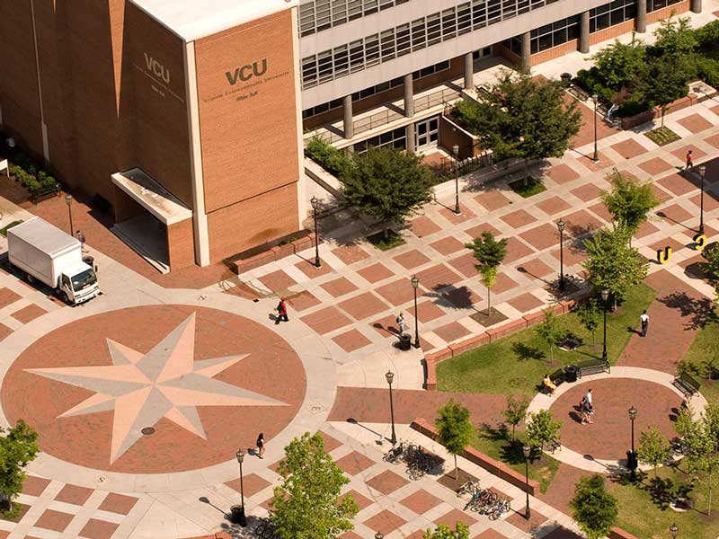 aerial view of hibbs hall on the v.c.u. monroe park campus