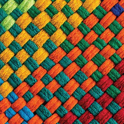 a fabric weave tightly knit with an array of colors