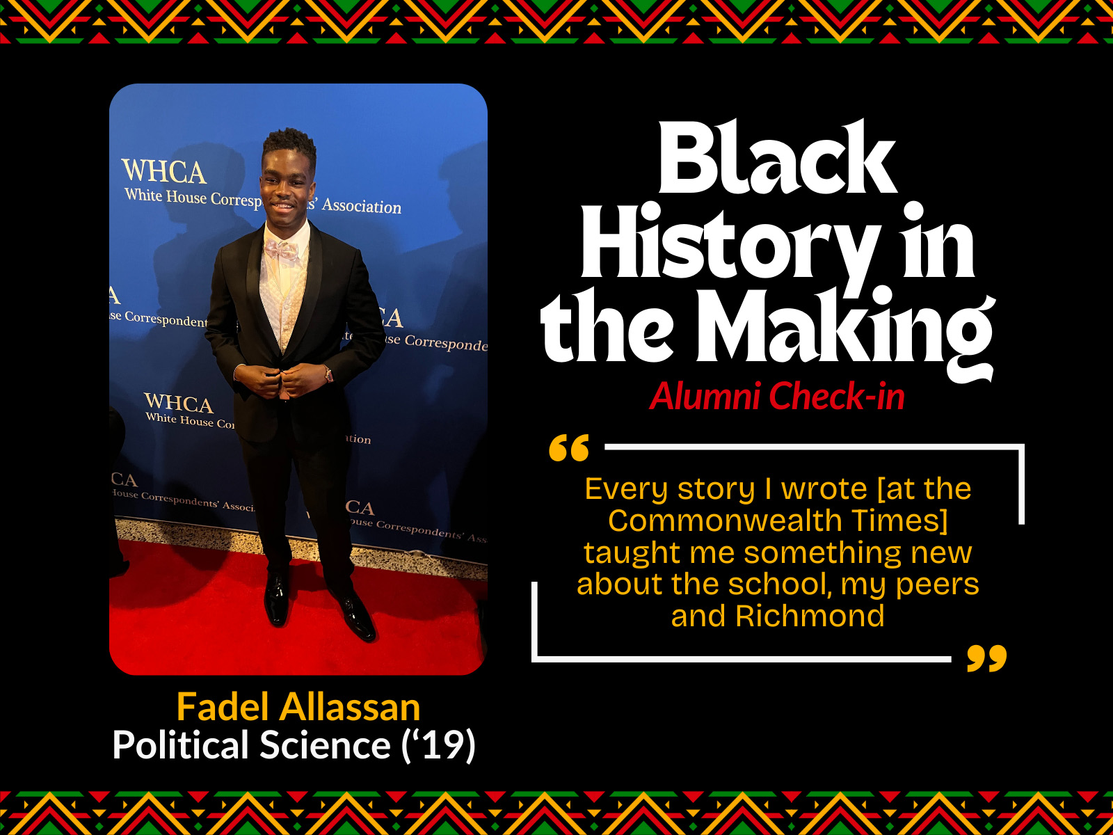 Black History in the Making Award alumni Fadel Allassan