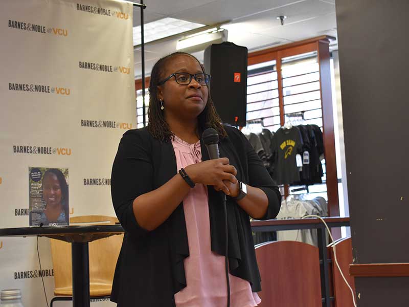 kristina hood giving a presentation at the v.c.u. barnes and noble